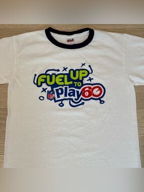 Anvil NFL Fuel Up to Play 60 Vintage Ringer Graphic T-Shirt White Navy Small